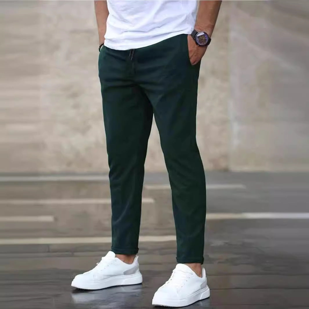 Men's Solid Color Casual Cropped Pants