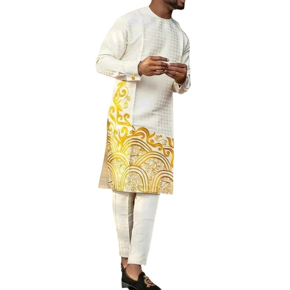 Men's Casual Minimalist Printed African Suit