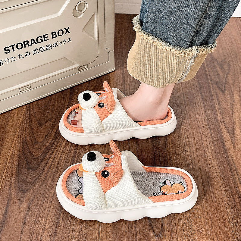 Breathable Cotton Linen Slippers For Spring And Autumn Interior Home