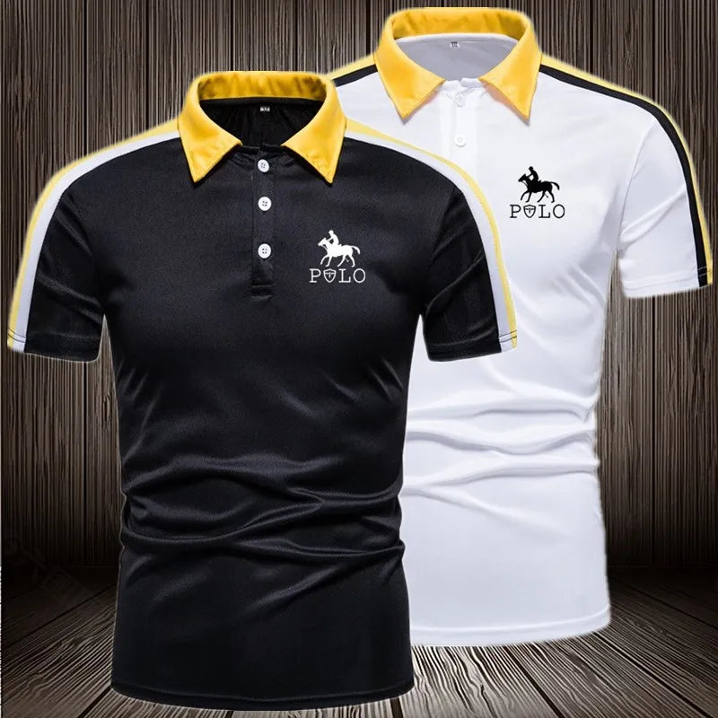 Men's short sleeved business shirt, fashionable casual short sleeved polo shirt