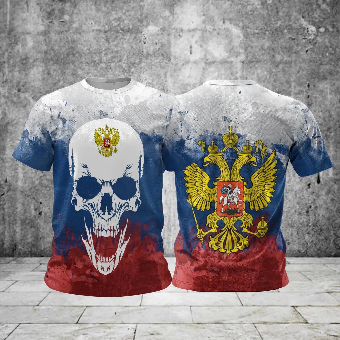 Russia Men's T-shirts Casual Loose Round Neck Russian Flag Short Sleeved Tops Tees Men's Clothing Oversized T shirts Streetwear