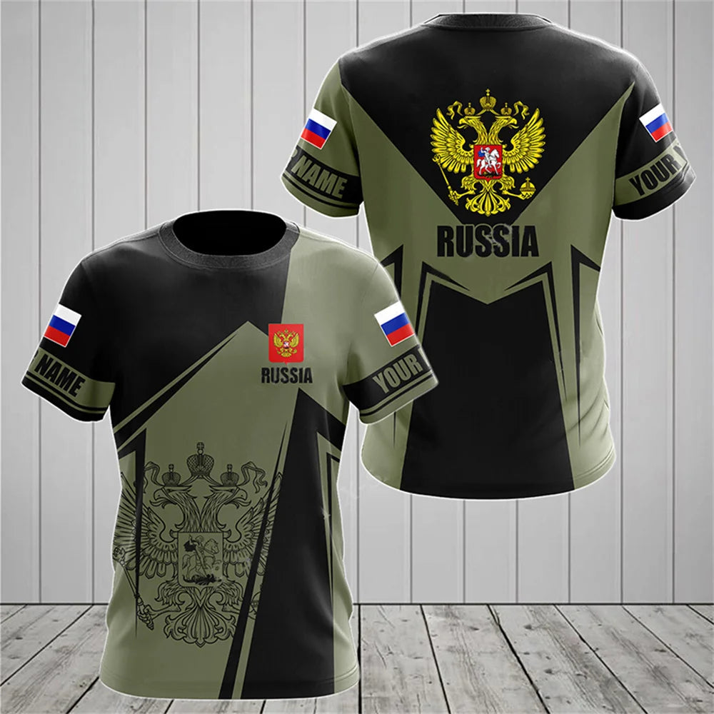 Russia Men's T-shirts Casual Loose Round Neck Russian Flag Short Sleeved Tops Tees Men's Clothing Oversized T shirts Streetwear