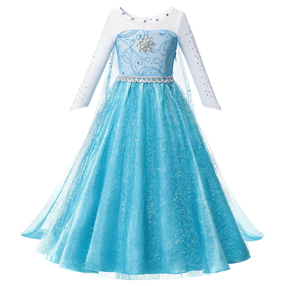 Frozen Anna Elsa Cosplay Costumes Girls Princess Rapunzel Snow White Mermaid Belle Cinderella Dress Kids Halloween Party Clothes